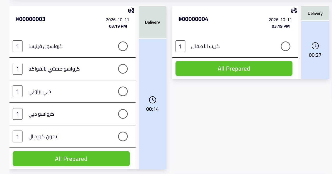 Tick each item, then mark the ticket All Prepared